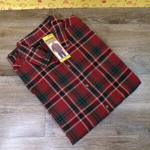 EDDIE BAUER NWT Men's Red Flannel Shirt Medium Button-Down Cotton/Polyester